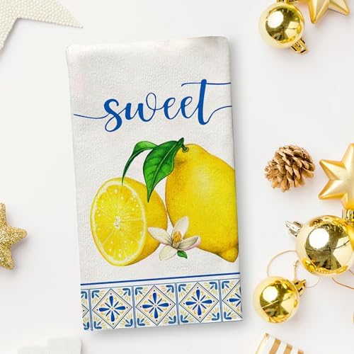 Lemon Pattern Dish Towels for Kitchen Use
