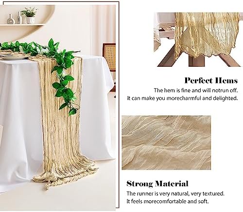 10 Pack 10 Ft Beige Cheesecloth Table Runner