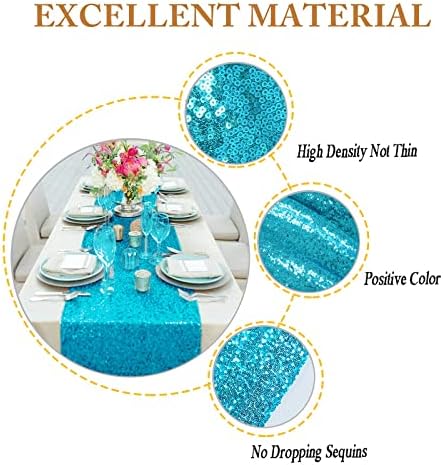 ShiDianYi Turquoise Sequin Table Runners 5 Pack