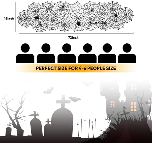 Sioloc Halloween Table Runner with Black Lace Spider Web Design