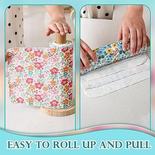Redbaker 60 Pcs Reusable Cotton Dish Towels with Cardboard Roll