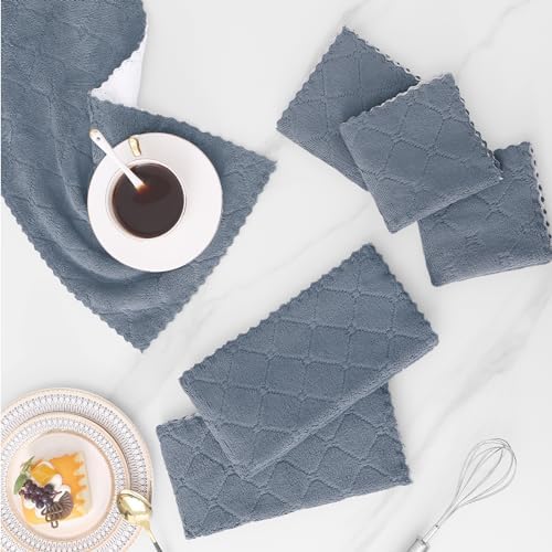 Mordimy 12-Pack Kitchen Cloths Dish Towels 10x10 Dark Grey White