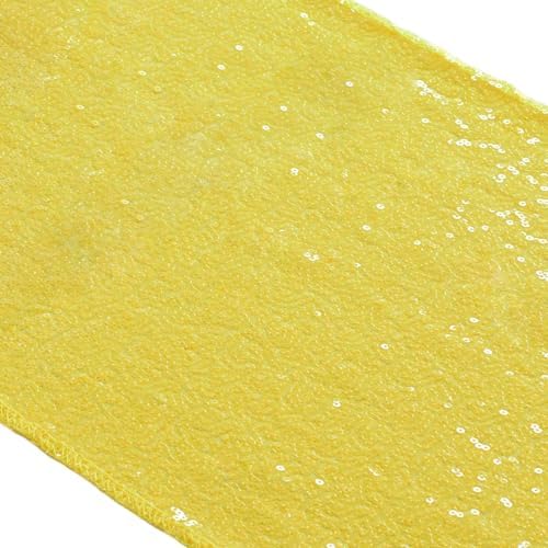 ShinyBeauty Yellow Sequin Table Runner 12x108 Inch