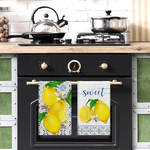 Lemon Pattern Dish Towels for Kitchen Use