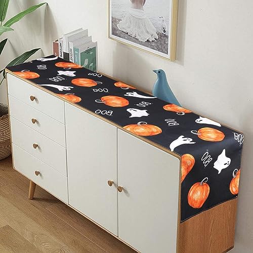Halloween Table Runner Black Ghost Pumpkin Decor
