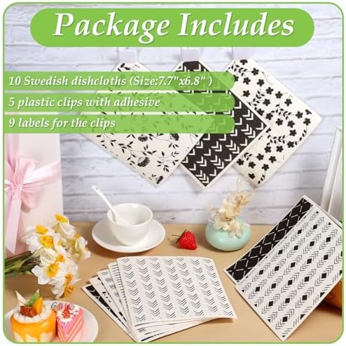 Lucomb 10-Pack Swedish Dishcloths with Hook