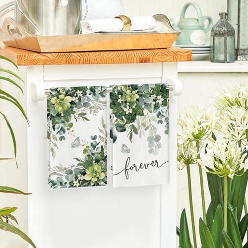 Artoid Mode Eucalyptus Butterfly Dish Towels Set of 2