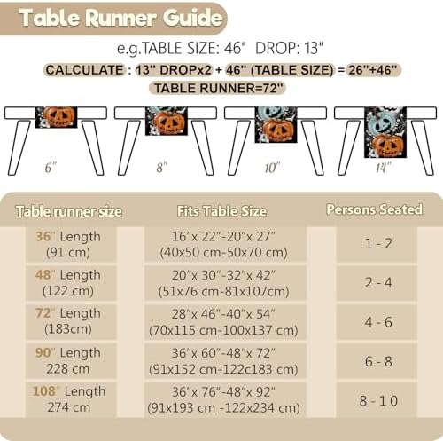 Baccessor Halloween Table Runner Spooky Design 13x72 Inch