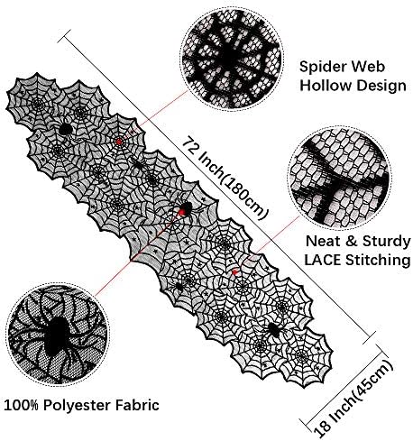 B-COOL Halloween Table Runners Black Lace 2 Pack 18x72inch