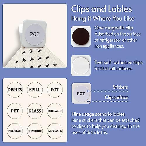 Eulnars Reusable Paper Towels 8-Pack with Clips