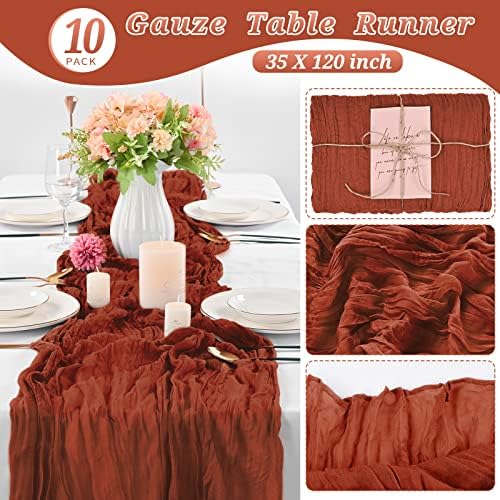 10 Pcs Terracotta Cheesecloth Table Runners 10FT Boho Decor