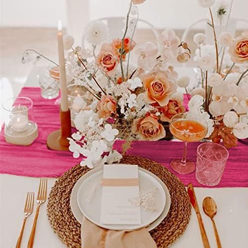 FUHSY Hot Pink Cheesecloth Table Runner 10 Pack