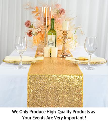 ShinyBeauty 10pc 12x108 Inch Gold Sequin Table Runners