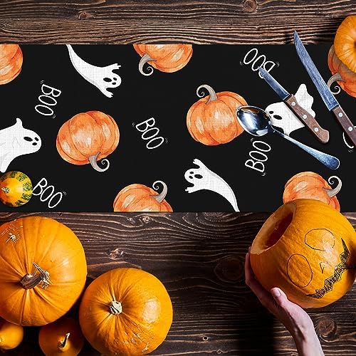 Halloween Table Runner Black Ghost Pumpkin Decor