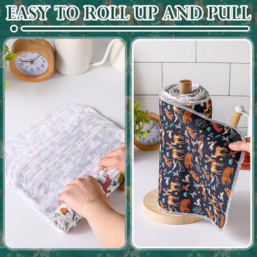 Redbaker 30 Pcs Reusable Paper Towels with Cardboard Roll