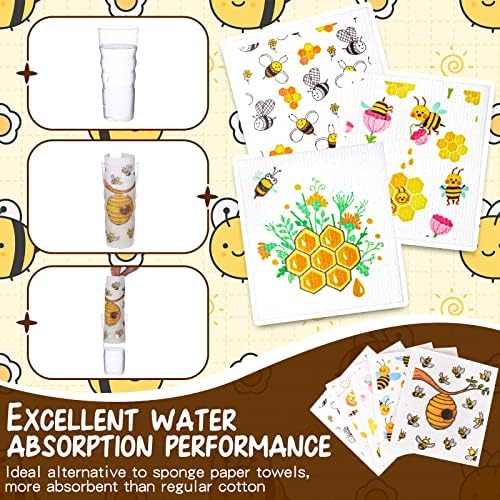 Newwiee 9 Pcs Bee Dish Cloths for Kitchen Cleaning