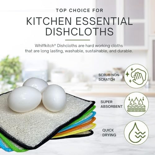 Whiffkitch Dishcloths Towels 6 Pack Multi Color