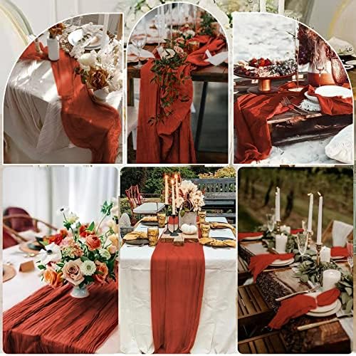10 Pcs Terracotta Cheesecloth Table Runners 10FT Boho Decor
