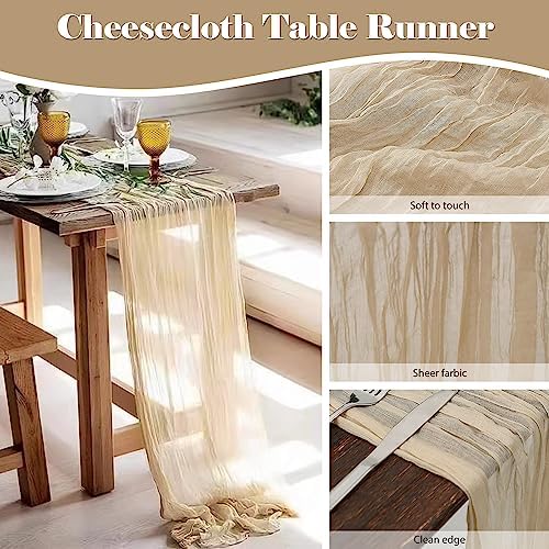 10 Pack 10 Ft Beige Cheesecloth Table Runner