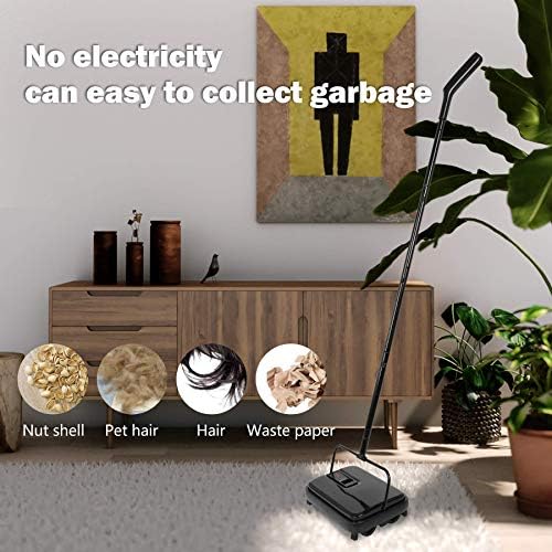 Eyliden Quiet Carpet Sweeper Manual No Noise Lightweight Black
