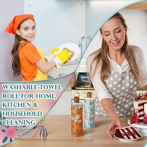 Redbaker 60 Pcs Reusable Cotton Dish Towels with Cardboard Roll