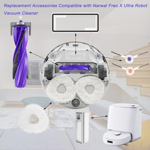 16 Piece Replacement Accessories for Narwal Freo X Ultra Robot Vacuum