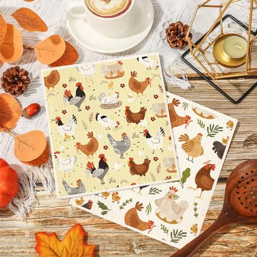 6Pcs Chicken Swedish Dishcloth Set for Home Kitchen Cleaning