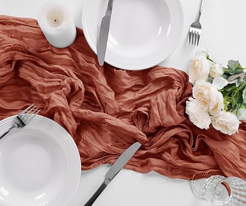 Bailarina 12 Pack Terracotta Cheesecloth Table Runner 17x108 Inch