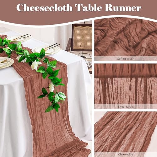6 Pack Dusty Pink Cheesecloth Table Runners 10 Ft
