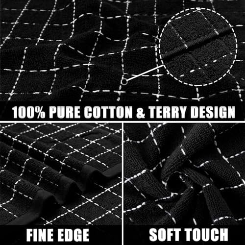 Mordimy 100 Cotton Dish Towels 16x26 4 Pack Black