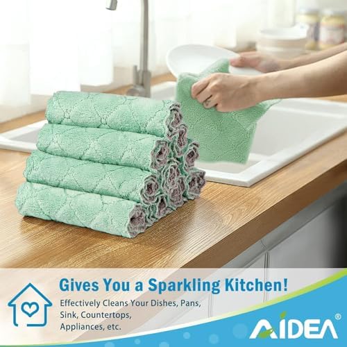 AIDEA 12 Pack Coral Fleece Dish Towels