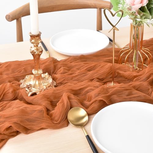 Joanlody Terracotta Cheesecloth Table Runner 10ft