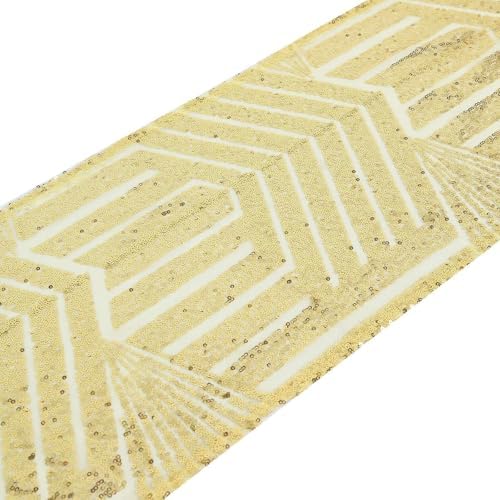 Efavormart 12x108 Gold Sequin Geometric Table Runner