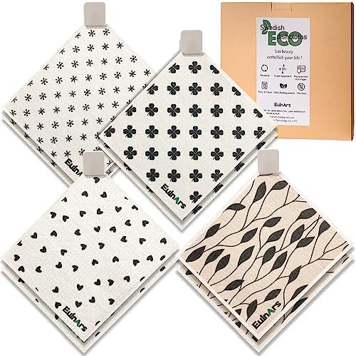 Eulnars Reusable Paper Towels 8-Pack with Clips