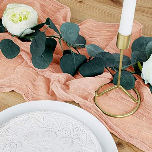 Blush Pink Cheesecloth Table Runner Extra Long 283x157 Inch