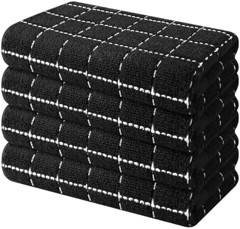 Mordimy 100 Cotton Dish Towels 16x26 4 Pack Black