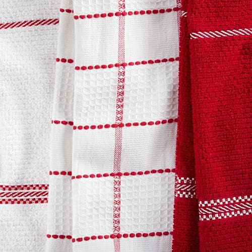 Martha Stewart Modern Waffle Kitchen Towel Set 6-Pack Red