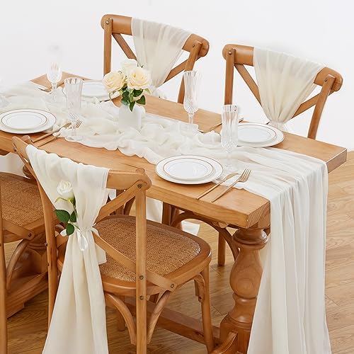 Ivory Chiffon Table Runner 2 Pack Romantic Wedding Decor