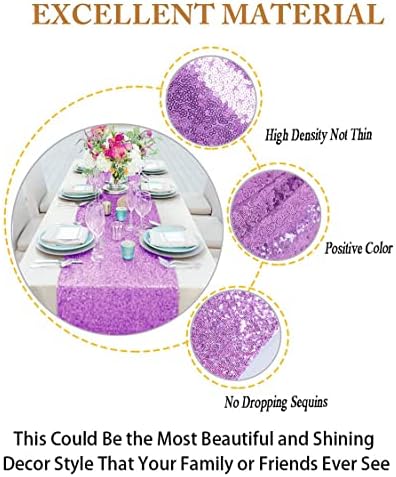 ShinyBeauty Lavender Sequin Table Runner 2pcs 12x72-Inch Wedding Decoration