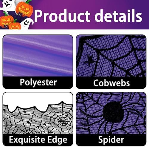 RunNico Halloween Spider Web Table Runner 72 x 18