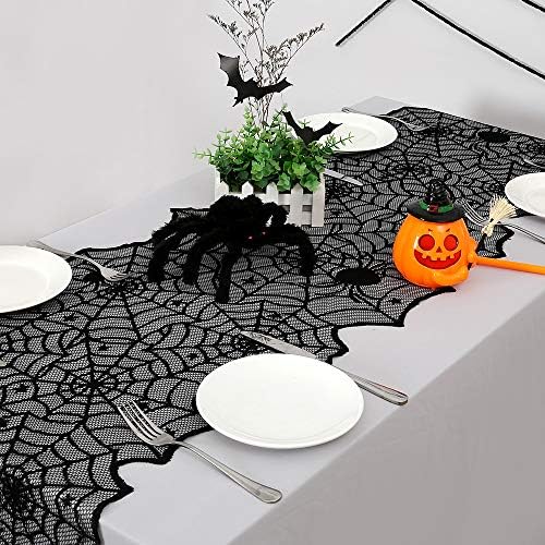 B-COOL Halloween Table Runners Black Lace 2 Pack 18x72inch