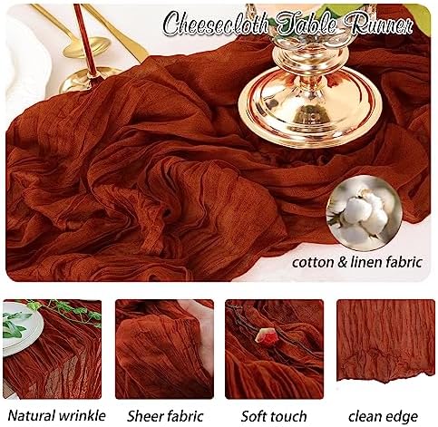 Waligoy Terracotta Cheesecloth Table Runner 6 Pack 35 Inches Long