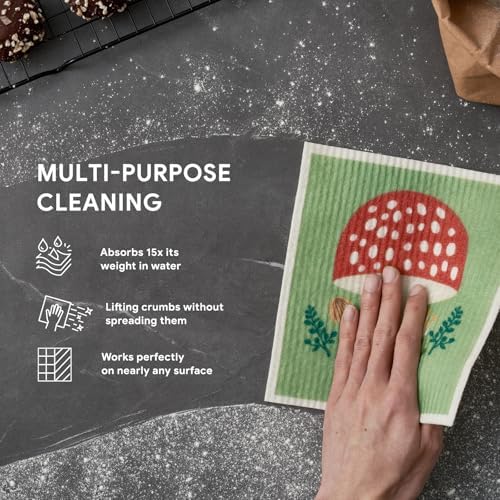 RECYCO Swedish Dishcloths 6-Pack Forest Mushroom Dish Rags