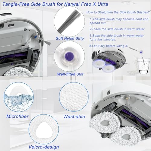 16 Piece Replacement Accessories for Narwal Freo X Ultra Robot Vacuum