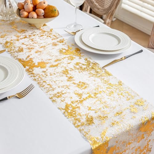 9FT Glitter Gold Table Runner Roll