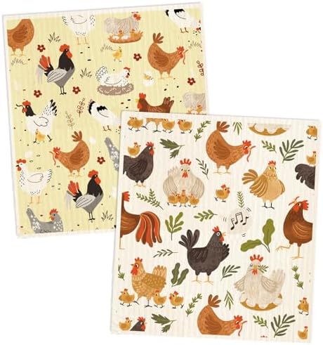 6Pcs Chicken Swedish Dishcloth Set for Home Kitchen Cleaning