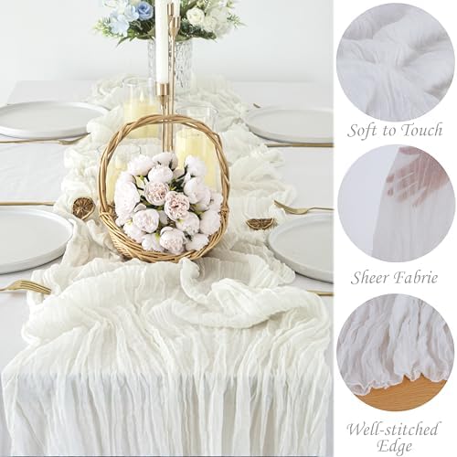 10 Pack Gauze Table Runner - 10FT White Cheesecloth Linens
