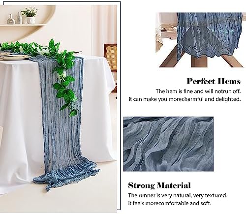 2 Pack 10 Ft Dusty Blue Cheesecloth Table Runners
