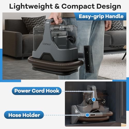COSTWAY Upholstery Cleaner Machine Portable Spot Cleaner with 15Kpa Suction 600W Power