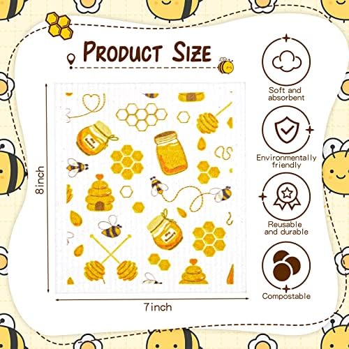 Newwiee 9 Pcs Bee Dish Cloths for Kitchen Cleaning